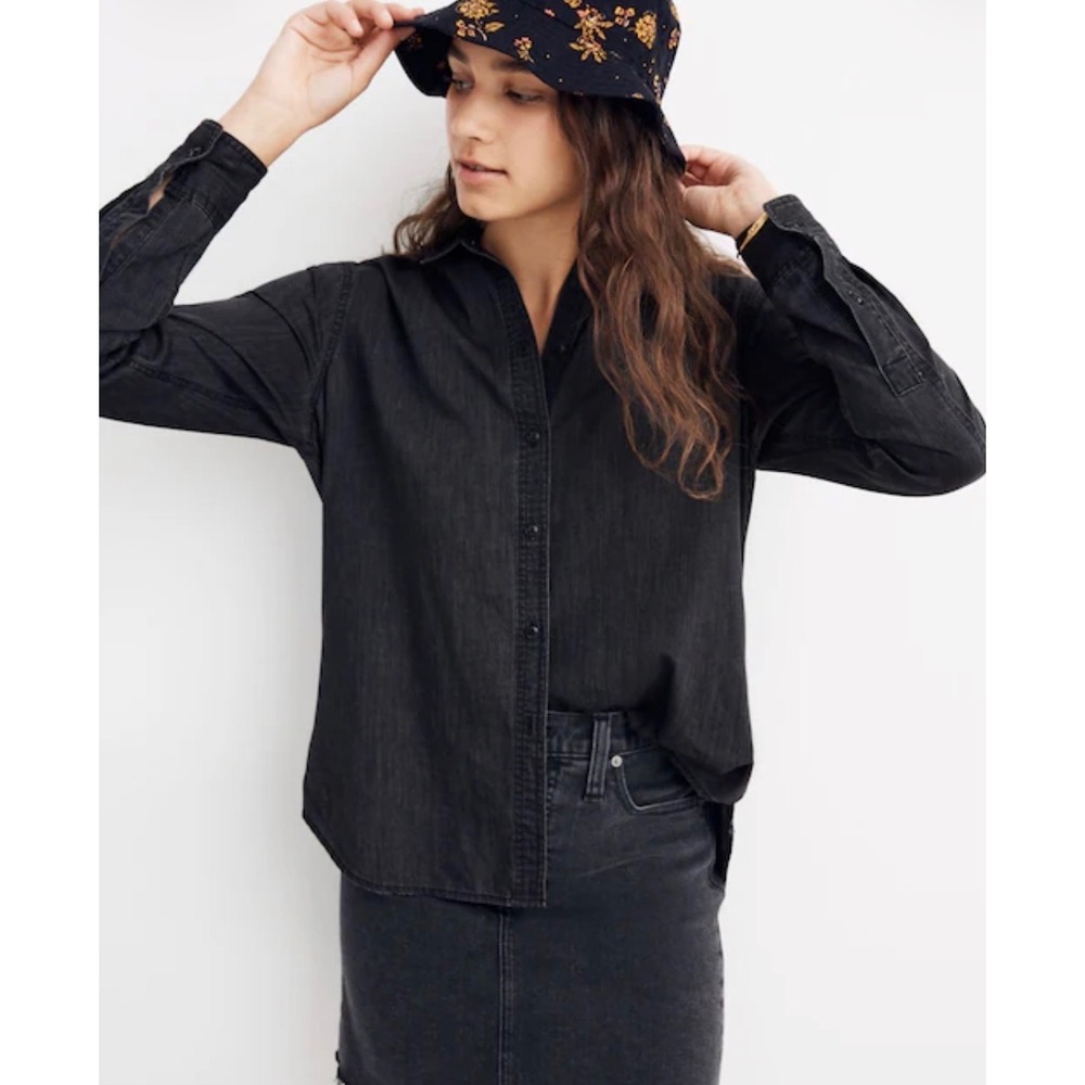 Madewell Denim Oversized Ex-Boyfriend Shirt Lunar Wash J8522 Size S